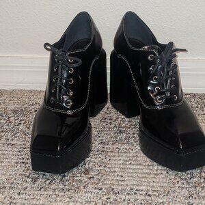 Gianni Bini GB City-Girl Oxford Platform Patent Lace Up Pumps Shoes Size 10M